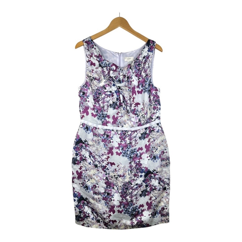 Ann Taylor LOFT Women's Sheath Dress Sizeβ 14 Purple Floral Print